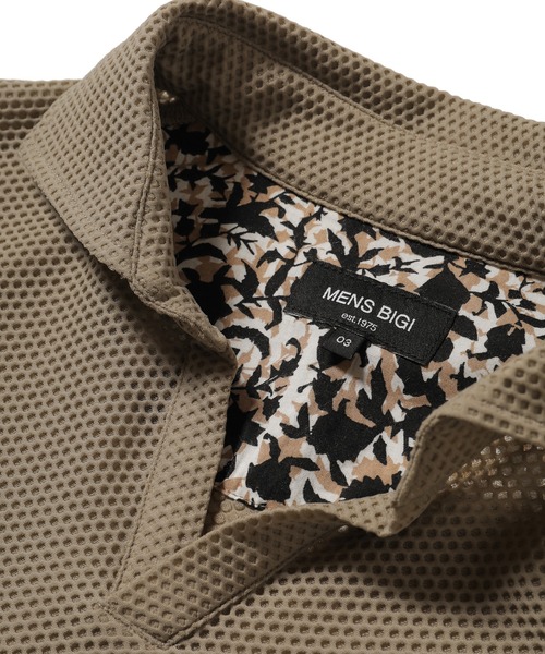 MEN'S BIGI（メンズビギ）の「ハニカムメッシュ スキッパーポロシャツ（ポロシャツ・メンズ・ベージュ/カーキ/ネイビー・1/2/3）」の9枚目の写真