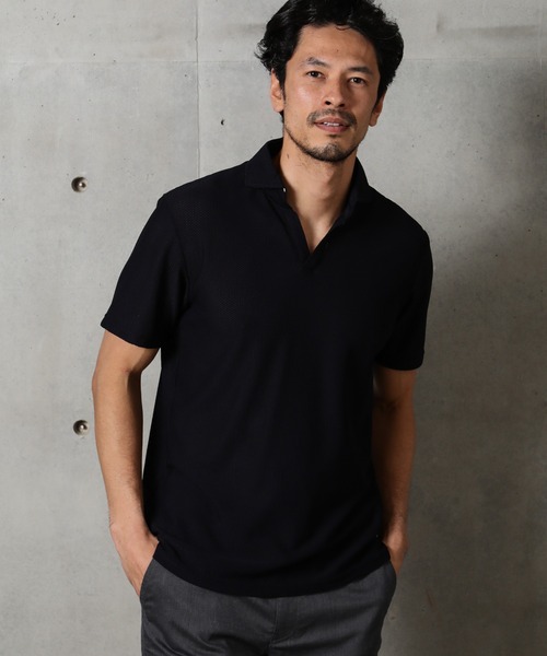 MEN'S BIGI（メンズビギ）の「ハニカムメッシュ スキッパーポロシャツ（ポロシャツ・メンズ・ベージュ/カーキ/ネイビー・1/2/3）」の11枚目の写真