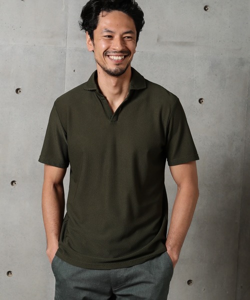 MEN'S BIGI（メンズビギ）の「ハニカムメッシュ スキッパーポロシャツ（ポロシャツ・メンズ・ベージュ/カーキ/ネイビー・1/2/3）」の17枚目の写真