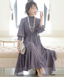 フォーマル ワンピースドレスイレギュラーヘム ロング&七分袖 セレモニー フォーマル オケージョンドレス 結婚式 お呼ばれ 二次会 成人式