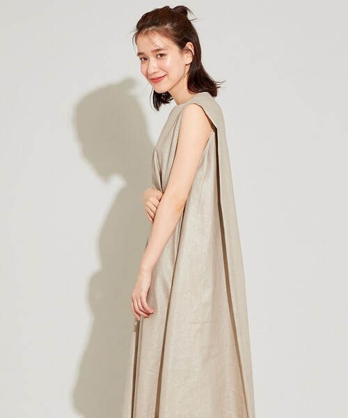 SHARE PARK(シェアパーク)の「【洗える】リネンレーヨンノースリーブワンピース(ワンピース・レディース・ダークブラウン系/ベージュ系・1)」の15枚目の写真