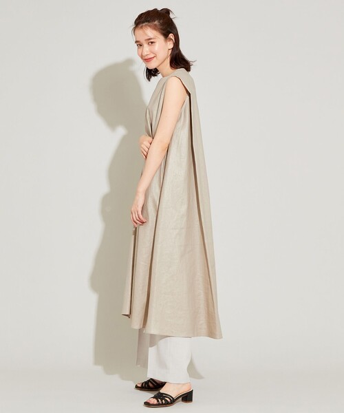 SHARE PARK(シェアパーク)の「【洗える】リネンレーヨンノースリーブワンピース(ワンピース・レディース・ダークブラウン系/ベージュ系・1)」の16枚目の写真