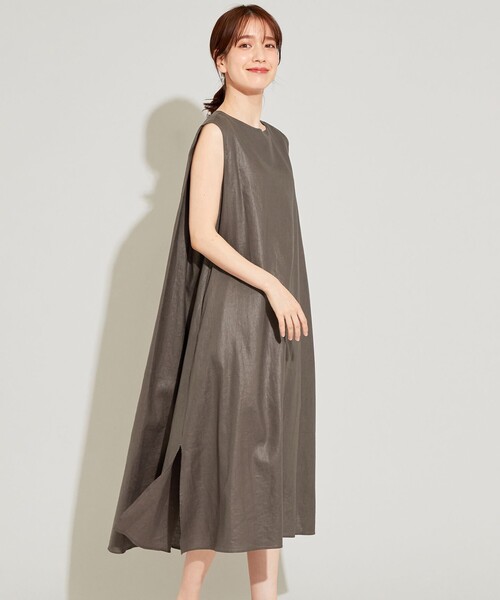 SHARE PARK(シェアパーク)の「【洗える】リネンレーヨンノースリーブワンピース(ワンピース・レディース・ダークブラウン系/ベージュ系・1)」の19枚目の写真