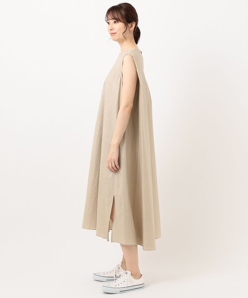 SHARE PARK(シェアパーク)の「【洗える】リネンレーヨンノースリーブワンピース(ワンピース・レディース・ダークブラウン系/ベージュ系・1)」の20枚目の写真