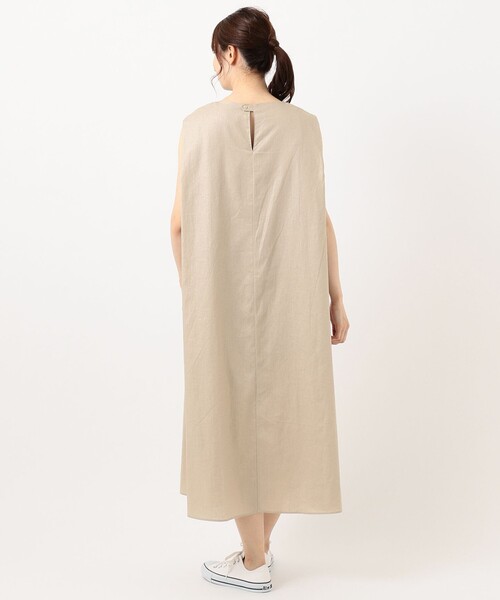 SHARE PARK(シェアパーク)の「【洗える】リネンレーヨンノースリーブワンピース(ワンピース・レディース・ダークブラウン系/ベージュ系・1)」の8枚目の写真