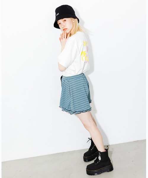 X-girl（エックスガール）の「EASY FLARE SHORT PANTS（その他パンツ・レディース・ライトブルー/ブラック/オレンジ・S/M）」の14枚目の写真