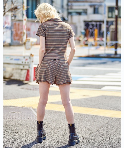 X-girl（エックスガール）の「EASY FLARE SHORT PANTS（その他パンツ・レディース・ライトブルー/ブラック/オレンジ・S/M）」の18枚目の写真