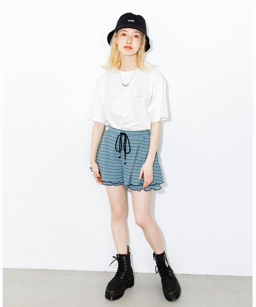 X-girl（エックスガール）の「EASY FLARE SHORT PANTS（その他パンツ・レディース・ライトブルー/ブラック/オレンジ・S/M）」の22枚目の写真