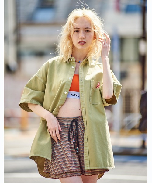 X-girl（エックスガール）の「EASY FLARE SHORT PANTS（その他パンツ・レディース・ライトブルー/ブラック/オレンジ・S/M）」の13枚目の写真