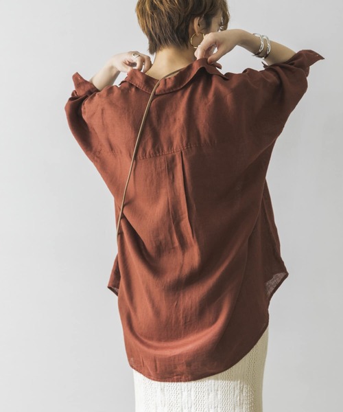 URBAN RESEARCH(アーバンリサーチ)の「BARBARAリネンオーバーシャツ(シャツ/ブラウス・レディース・ブラウン/イエロー/ナチュラル・FREE)」の7枚目の写真