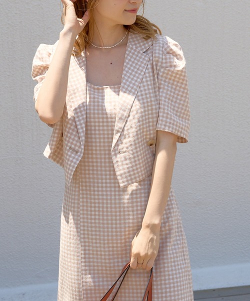 one after another NICE CLAUP（ワンアフターアナザーナイスクラップ）の「ショートテーラードジャケット（その他アウター・レディース・アイボリー/ブラック/ブルー系その他/ベージュ系その他/ブラック系その他・FREE）」の4枚目の写真