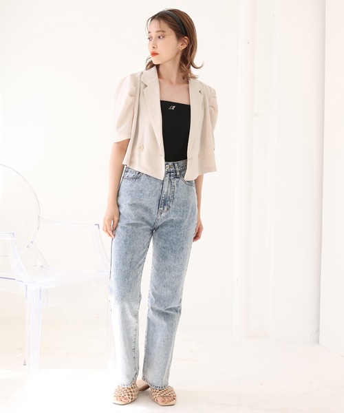 one after another NICE CLAUP（ワンアフターアナザーナイスクラップ）の「ショートテーラードジャケット（その他アウター・レディース・アイボリー/ブラック/ブルー系その他/ベージュ系その他/ブラック系その他・FREE）」の14枚目の写真