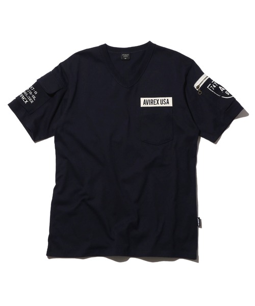 AVIREX（アヴィレックス）の「《WEB限定》FATIGUE V-NECK T-SHIRT / ファティーグ  Vネック Tシャツ / AVIREX / アヴィレックス（Tシャツ/カットソー・メンズ・オリーブ/ネイビー/ブラック/ホワイト/Black/White・SMALL/MEDIUM/X-LARGE/XX-LARGE/LARGE）」の12枚目の写真