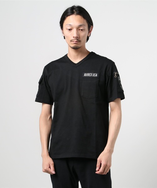 AVIREX（アヴィレックス）の「《WEB限定》FATIGUE V-NECK T-SHIRT / ファティーグ  Vネック Tシャツ / AVIREX / アヴィレックス（Tシャツ/カットソー・メンズ・オリーブ/ネイビー/ブラック/ホワイト/Black/White・SMALL/MEDIUM/X-LARGE/XX-LARGE/LARGE）」の15枚目の写真