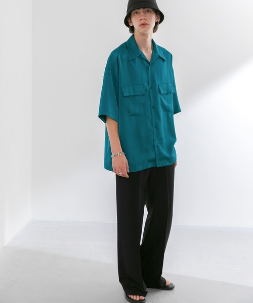 URBAN RESEARCH(アーバンリサーチ)の「URBAN RESEARCH iD サテンオープンカラーシャツ(シャツ/ブラウス・メンズ・イエロー/ブルー系その他/バーガンディー・MEDIUM/LARGE)」の5枚目の写真