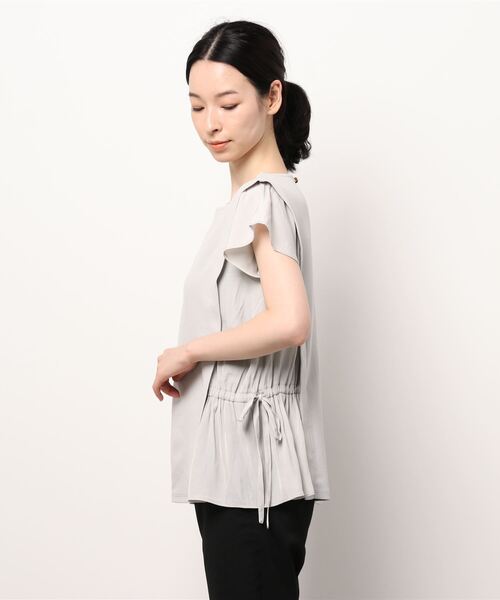 INTERPLANET（インタープラネット）の「カットジョーゼット異素材切替プルオーバー（Tシャツ/カットソー・レディース・ライトグレー/ネイビー/ミント・FREE）」の4枚目の写真