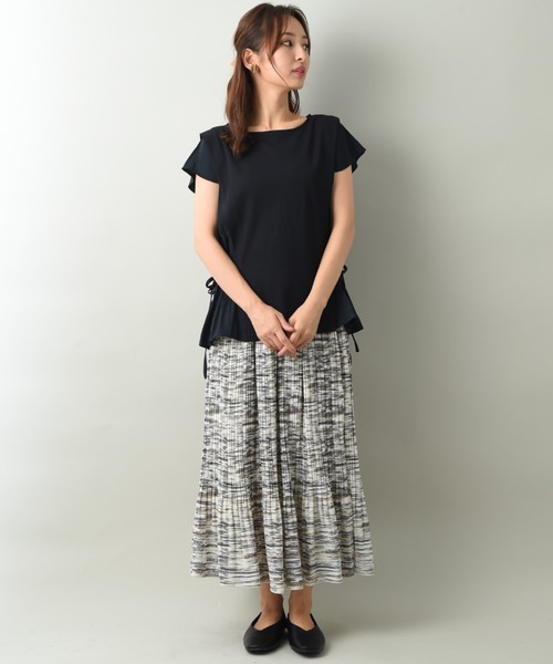 INTERPLANET（インタープラネット）の「カットジョーゼット異素材切替プルオーバー（Tシャツ/カットソー・レディース・ライトグレー/ネイビー/ミント・FREE）」の9枚目の写真