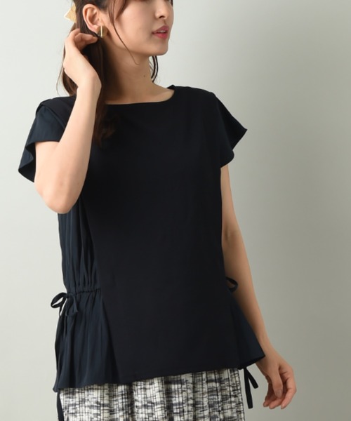 INTERPLANET（インタープラネット）の「カットジョーゼット異素材切替プルオーバー（Tシャツ/カットソー・レディース・ライトグレー/ネイビー/ミント・FREE）」の6枚目の写真