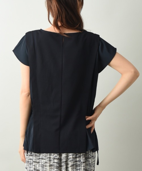 INTERPLANET（インタープラネット）の「カットジョーゼット異素材切替プルオーバー（Tシャツ/カットソー・レディース・ライトグレー/ネイビー/ミント・FREE）」の7枚目の写真