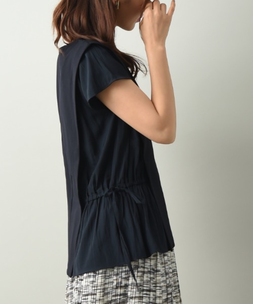 INTERPLANET（インタープラネット）の「カットジョーゼット異素材切替プルオーバー（Tシャツ/カットソー・レディース・ライトグレー/ネイビー/ミント・FREE）」の8枚目の写真