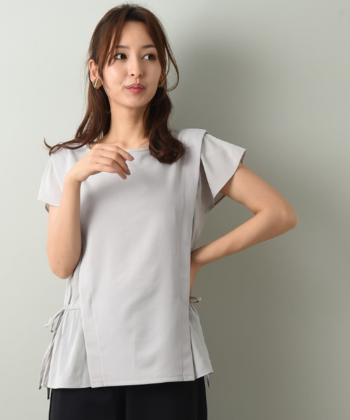 INTERPLANET（インタープラネット）の「カットジョーゼット異素材切替プルオーバー（Tシャツ/カットソー・レディース・ライトグレー/ネイビー/ミント・FREE）」の11枚目の写真