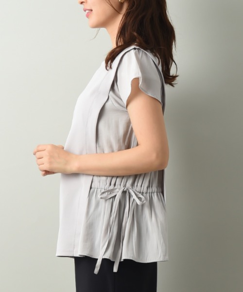 INTERPLANET（インタープラネット）の「カットジョーゼット異素材切替プルオーバー（Tシャツ/カットソー・レディース・ライトグレー/ネイビー/ミント・FREE）」の12枚目の写真