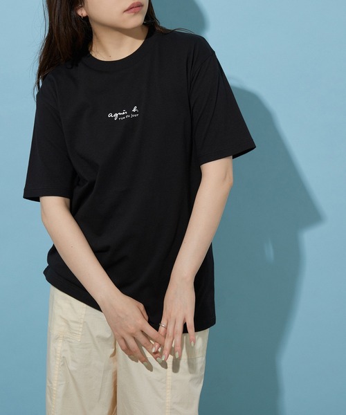 agnes b.(アニエスベー)の「【agnes b. pour ADAM ET ROPE'】MINI LOGO T(Tシャツ/カットソー・レディース・サックスブルー/グリーン/ブラック/ホワイト・M)」の3枚目の写真