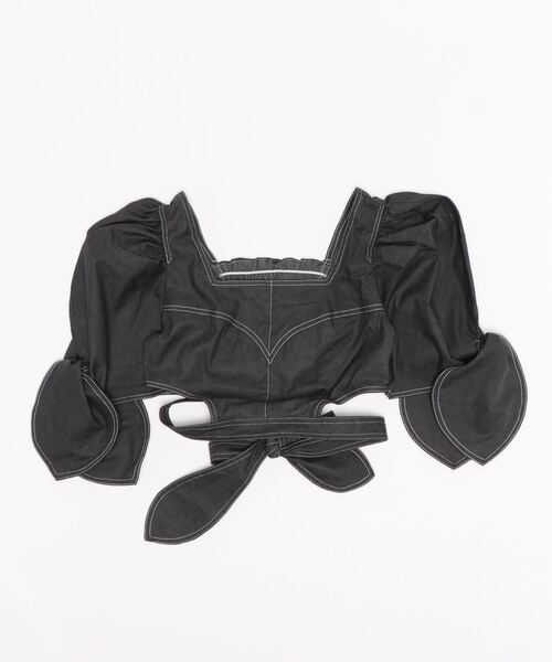 lilLilly（リルリリー）の「ボリュームデニムトップス（シャツ/ブラウス・レディース・ブラック/インディゴブルー/ブルー・FREE）」の5枚目の写真