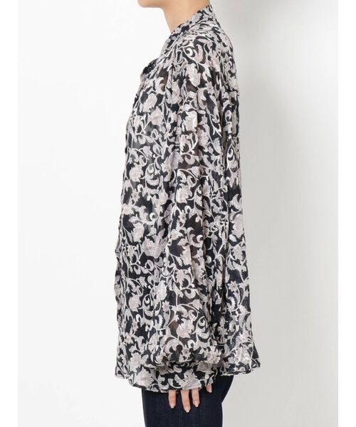 Ungrid（アングリッド）の「シアーフラワーノーカラーシャツ（シャツ/ブラウス・レディース・ブラック/アイボリー・FREE）」の12枚目の写真