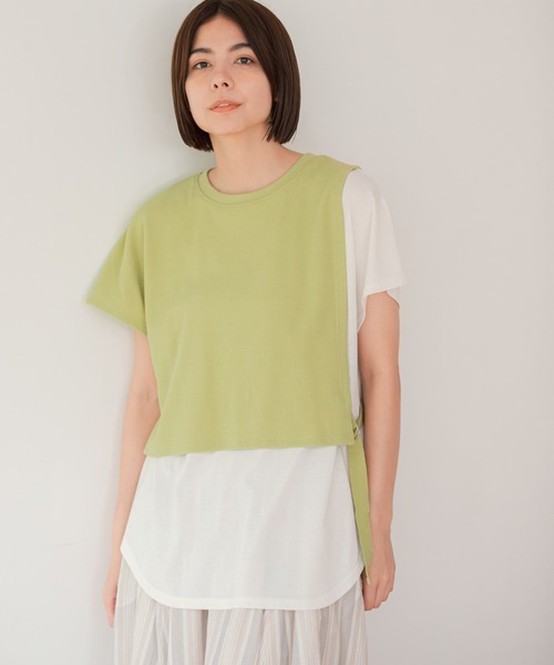 niko and...（ニコアンド）の「ワッフルレイヤード風半袖プルオーバー（Tシャツ/カットソー・レディース・ライトグレー/ベージュ/ライトグリーン/チャコール・MEDIUM/LARGE）」の4枚目の写真