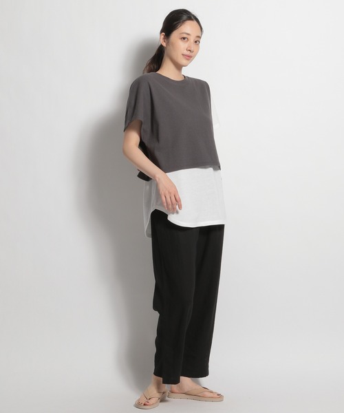 niko and...（ニコアンド）の「ワッフルレイヤード風半袖プルオーバー（Tシャツ/カットソー・レディース・ライトグレー/ベージュ/ライトグリーン/チャコール・MEDIUM/LARGE）」の6枚目の写真