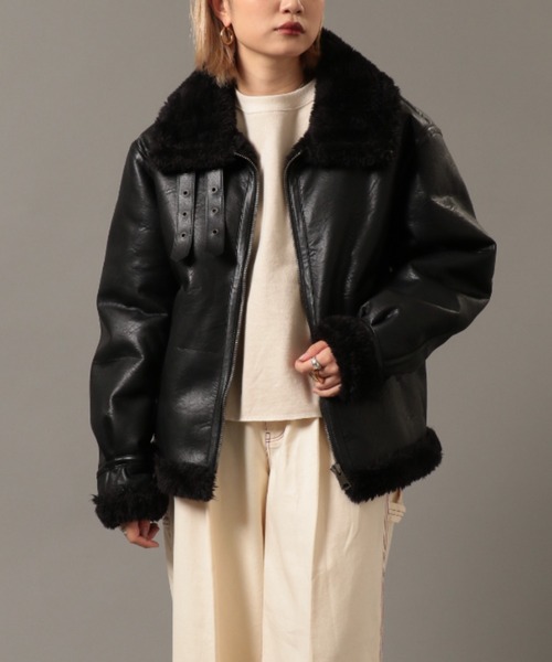 Retro Grade（レトログレード）の「RETRO GRADE/レトログレード　ECO MOUTON JKT 2 　エコムートンジャケット２（ブルゾン・レディース・ブラック/ライトベージュ・LARGE）」の16枚目の写真