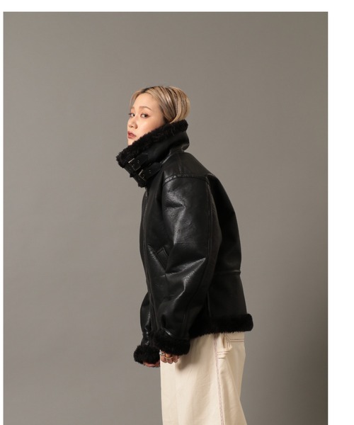 Retro Grade（レトログレード）の「RETRO GRADE/レトログレード　ECO MOUTON JKT 2 　エコムートンジャケット２（ブルゾン・レディース・ブラック/ライトベージュ・LARGE）」の17枚目の写真