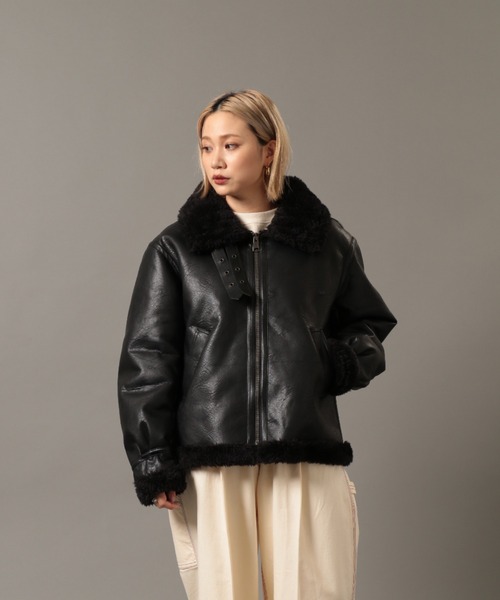 Retro Grade（レトログレード）の「RETRO GRADE/レトログレード　ECO MOUTON JKT 2 　エコムートンジャケット２（ブルゾン・レディース・ブラック/ライトベージュ・LARGE）」の21枚目の写真