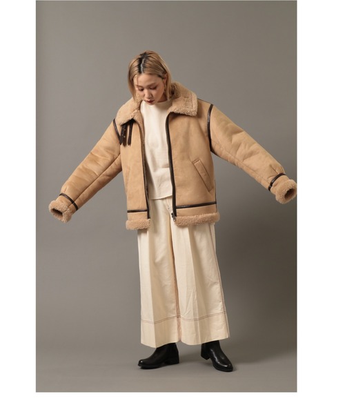 Retro Grade（レトログレード）の「RETRO GRADE/レトログレード　ECO MOUTON JKT 2 　エコムートンジャケット２（ブルゾン・レディース・ブラック/ライトベージュ・LARGE）」の15枚目の写真