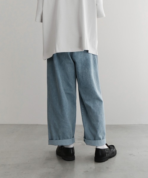 remer（リメール）の「loose wide denim PT/ルーズワイドデニムパンツ（デニムパンツ・メンズ・サックスブルー/インディゴブルー・SMALL/MEDIUM/LARGE）」の5枚目の写真
