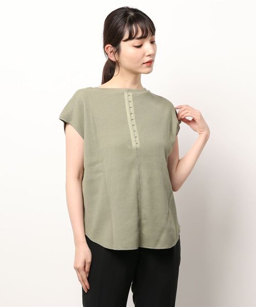 LOWRYS FARM（ローリーズファーム）の「2WAYワッフルフレンチスリーブ 957492（Tシャツ/カットソー・レディース・カーキ/チャコールグレー/ブラウン/アイボリー・FREE）」の5枚目の写真
