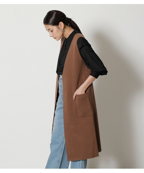 AZUL by moussy（アズールバイマウジー）の「SWEATTER LONG VEST/セーターロングベスト（ベスト・レディース・ブラック/ライトブラウン/杢グレー・FREE）」の18枚目の写真