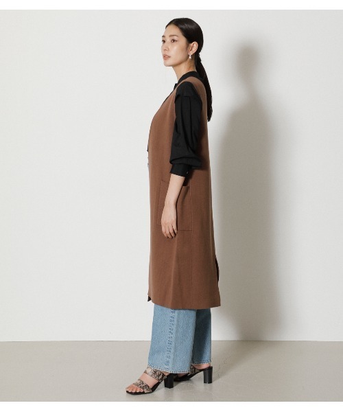 AZUL by moussy（アズールバイマウジー）の「SWEATTER LONG VEST/セーターロングベスト（ベスト・レディース・ブラック/ライトブラウン/杢グレー・FREE）」の5枚目の写真