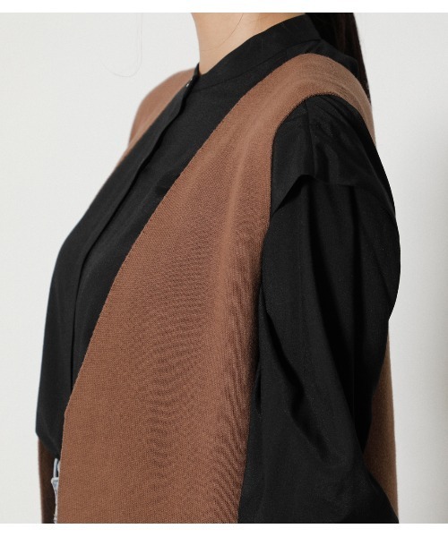 AZUL by moussy（アズールバイマウジー）の「SWEATTER LONG VEST/セーターロングベスト（ベスト・レディース・ブラック/ライトブラウン/杢グレー・FREE）」の8枚目の写真