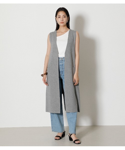 AZUL by moussy（アズールバイマウジー）の「SWEATTER LONG VEST/セーターロングベスト（ベスト・レディース・ブラック/ライトブラウン/杢グレー・FREE）」の6枚目の写真