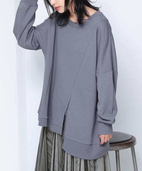 osharewalker（オシャレウォーカー）の「【廃盤】『裾ファスナーデザインスウェット』（スウェット・レディース・パープル/グレイッシュブルー/ブラック/グレイッシュベージュ/アイボリー・FREE）」の12枚目の写真