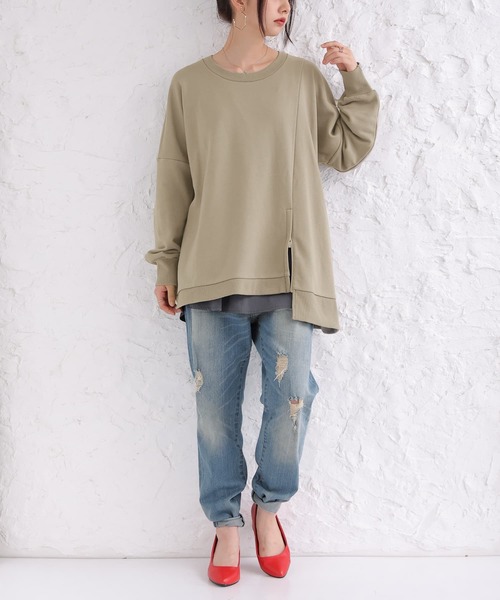 osharewalker（オシャレウォーカー）の「【廃盤】『裾ファスナーデザインスウェット』（スウェット・レディース・パープル/グレイッシュブルー/ブラック/グレイッシュベージュ/アイボリー・FREE）」の21枚目の写真