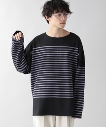 ビッグシルエット/スリットボーダーロンT/217882
