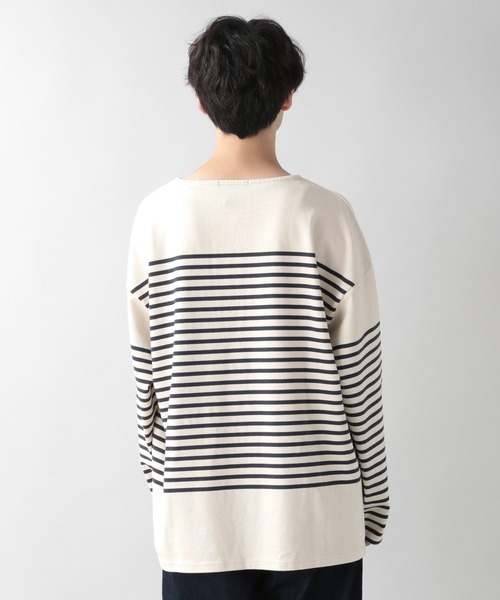 RAGEBLUE(レイジブルー)の「ビッグシルエット/スリットボーダーロンT/217882(Tシャツ/カットソー・メンズ・オフホワイト/ブラック・MEDIUM/LARGE)」の9枚目の写真