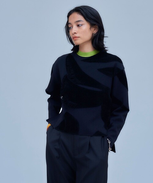 UNITED TOKYO（ユナイテッドトウキョウ）の「モールアートジャガードニット（ニット/セーター・レディース・ブラック/ベージュ・FREE）」の11枚目の写真