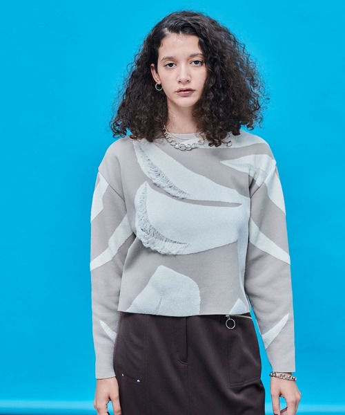 UNITED TOKYO（ユナイテッドトウキョウ）の「モールアートジャガードニット（ニット/セーター・レディース・ブラック/ベージュ・FREE）」の6枚目の写真