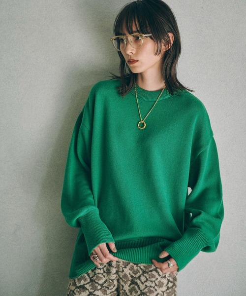 MATURED（マチュアード）の「【MATURED(マチュアード)】クルーネックオーバーニット（ニット/セーター・レディース・オレンジ/グリーン・FREE）」の2枚目の写真