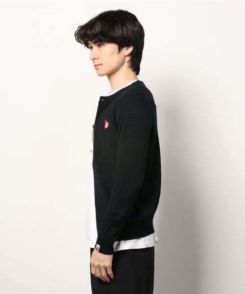A BATHING APE（アベイシングエイプ）の「B PATCH CREWNECK KNIT CARDIGAN M（カーディガン/ボレロ・メンズ・ブラック/グレー・SMALL/MEDIUM/X-SMALL）」の5枚目の写真