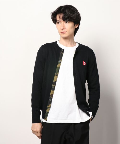 A BATHING APE（アベイシングエイプ）の「B PATCH CREWNECK KNIT CARDIGAN M（カーディガン/ボレロ・メンズ・ブラック/グレー・SMALL/MEDIUM/X-SMALL）」の3枚目の写真